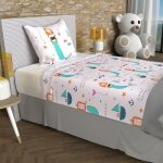 Soleil d ocre - parure de draps 180x290 cm sirenes rose, 100% coton 57 fils / cm2, par soleil d'ocre
