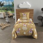 Soleil d ocre - parure housse de couette 120x150 cm licornes jaune, 100% coton 57 fils / cm2, par soleil ... Soleil d ocre - parure housse de couette 120x150 cm licornes jaune, 100% coton 57 fils / cm2, par soleil ...