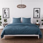 Soleil d ocre - parure housse de couette en microfibre lav�e 260x240 cm boheme bleu canard, par soleil ...