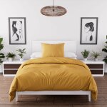 Soleil d ocre - parure housse de couette en microfibre lav�e 140x200 cm boheme moutarde, par soleil d'ocre ...