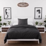 Soleil d ocre - parure housse de couette en microfibre lav�e 140x200 cm boheme noir, par soleil d'ocre ...