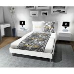 Parure de lit 260x300 cm en coton 57 fils noumea noir, par soleil d'ocre