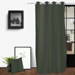 Soleil d ocre - rideau � oeillets en coton lav� 135x250 cm spirit kaki, par soleil d'ocre