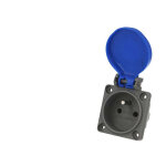 Socle femelle 2p + t (prise fran�aise) 10 / 16a bleu