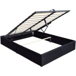 Lit 160x200 - coffre gris - 12 lattes - montage rapide et facile - rev�tement pvc simili - confort optimal ...