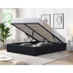 Lit 160x200 coffre gris - dimensions spacieuses - compatible avec tous matelas - montage rapide et facile ...