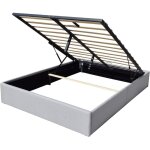 Lit 140x200 - coffre gris - 12 lattes - montage rapide et facile - rev�tement pvc simili facile d'entretien ...