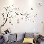 Sollbry - stickers muraux fleurs de cerisier pour chambre � coucher, fleurs blanches de style chinois, ...