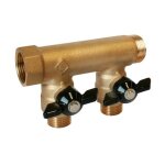 Collecteur sanitaire monobloc m - f 3 / 4' + mini - vannes 2 d�parts 1 / 2'