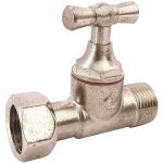 Robinet d'arrt droit pour wc - 3 / 8' - tte  clapet - laiton nickel