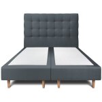 Sommeil de plomb - lit 160x200cm avec t�te de lit capitonn�e velours et double sommier tapissier gris ...