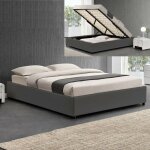 Meubler design - sommier coffre de rangement room - gris - 160x200, polyurthane, style contemporain, ...