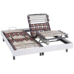 Vente - unique - sommier �lectrique de relaxation d�co lattes et 2x25 plots - 2 x 80 x 200 cm - blanc ...