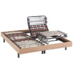 Sommier lectrique de relaxation dco lattes et 2x25 plots - 2 x 80 x 200 cm - chne naturel - ciserano ...