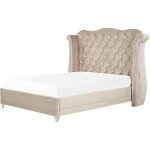 Beliani - sommier  lattes et cadre de lit double 140 x 200 cm en velours beige chic ayette