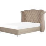 Beliani - sommier  lattes et cadre de lit double 180 x 200 cm en velours taupe chic ayette