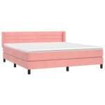 Sommier � lattes de lit avec matelas rose 160x200 cm velours