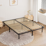 Dewinner ? sommier � lattes sur pieds 160x200 cm ? structure en acier renforc� ? 36 lattes en bois ? ...