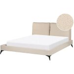 Beliani - sommier pour lit double 160 x 200 cm en tissu boucl� beige t�te de lit haute melle