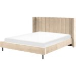 Beliani - sommier pour lit double 180 x 200 cm en velours beige tte de lit haute villette