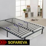 Sofareva - sommier somkit  lattes rglables avec pieds, confort au meilleur prix 160x200 cm - noir
