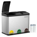 Songmics - 45l (3x15l) poubelle de cuisine rsistante avec pdales et 3 compartiments tri slectif de ...