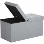 80 l coffre de rangement pouf avec couvercle pliable facile � ouvrir gain d'espace gris chin� tissu en ...
