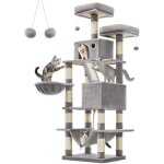 Feandrea - arbre � chat, hauteur 168 cm, avec 13 griffoirs, 2 plate - forme, 2 niches, panier, hamac, ...