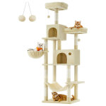 Feandrea ? arbre � chat 199 cm ? grande tour de jeux multi - niveaux ? 5 niveaux avec housses amovibles ...