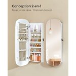 Songmics - armoire  bijoux, miroir mural avec led et serrure, miroir psych avec plusieurs compartiments, ...