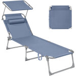 Bain de soleil, chaise longue pliable, 193 x 53 x 29 cm, capacit� de 150 kg, avec pare - soleil, appuie ...