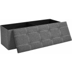 Banc de rangement pliable, pouf, coffre, bout de lit, banquette, 110 x 38 x 38 cm, tissu faon lin, charge ...