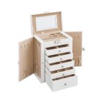Boîte à bijoux, coffre à bijoux, grand, 6 niveaux avec ailes, tiroirs, miroir et fermoir, pour bracelets, ... Boîte à bijoux, coffre à bijoux, grand, 6 niveaux avec ailes, tiroirs, miroir et fermoir, pour bracelets, ...