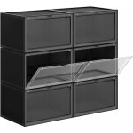 Songmics - botes  chaussures, lot de 6, coffre de rangement, empilable, avec porte, en plastique, pointure ...