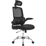Songmics chaise bureau ergonomique, fauteuil haut dossier, accoudoirs pliables, chaise en maille avec ...
