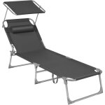 Chaise longue, bain de soleil, transat de relaxation, chaise de jardin pliable - gris fonc� gcb19uv1
