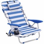Chaise de plage portable avec appui - t�te, si�ge d?ext�rieur, dossier haut r�glable jusqu'� 180 �, avec ...