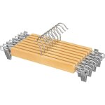 Songmics cintre pour pantalons, lot de 8, porte - pantalons, en bois, avec pinces r�glables, antiglisse, ...