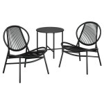 Songmics ensemble salon de jardin, 3 pi�ces, chaises acapulco, salon d?ext�rieur, table d?appoint et ...