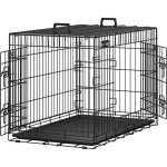 Cage pour chien pliable avec 2 portes, plateau amovible, 92, 5 x 57, 5 x 64 cm, taille l, noir