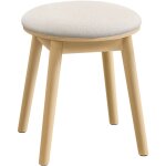 Tabouret coiffeuse rond 37x37x43 cm ? bois d?h�v�a et mousse haute r�silience ? pieds antid�rapants ? ...