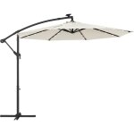 Parasol de jardin ext�rieur d�port� avec led � �nergie solaire, ombrelle � 3 m, avec base, protection ...