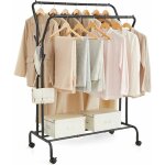 Songmics - portant  vtements avec roulettes, double barre, porte - manteau, en acier, charge 100 kg, ...