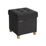 Songmics pouf, coffre de rangement, tabouret avec repose - pieds, pliable, banc avec rangement, 38 x ...