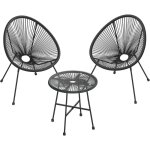 Songmics - salon de jardin ext�rieur, ensemble de 3 meubles acapulco, 2 chaises, 1 table verre tremp� ...