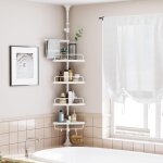Tagère de douche réglable en hauteur, hauteur totale 95 - 300 cm, en inox, 4 niveaux, 3 crochets, 1 porte ... Tagère de douche réglable en hauteur, hauteur totale 95 - 300 cm, en inox, 4 niveaux, 3 crochets, 1 porte ...