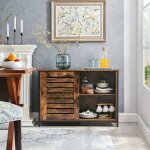 Vasagle buffet de cuisine � portes coulissantes, avec cadre en acier, 100 x 35 x 70 cm, style industriel, ...