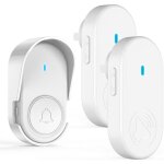 Sonnette sans fil avec 2 r�cepteurs enfichables carillon de porte �tanche ip65 port�e de fonctionnement ...