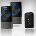 Sonnette sans fil 300 m�tres sonnette de porte �tanche carillon electronique, kit de carillon avec 2 ...