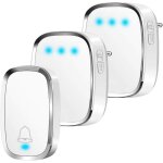 Sonnette sans fil, carillon sans fil exterieur etanche � 300 m�tres de port�e, kit de carillon avec led ...